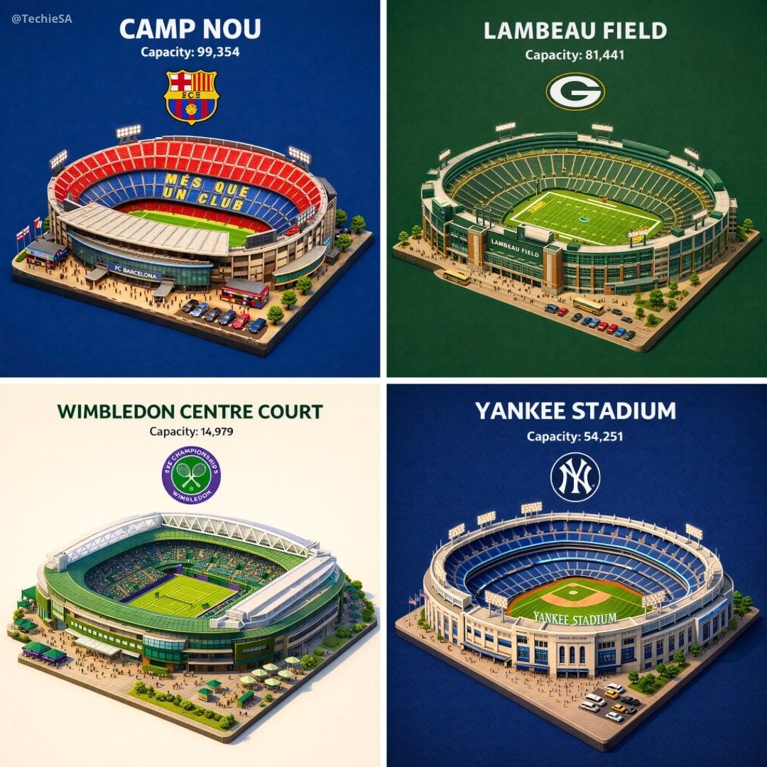 Isometric 3D Cartoon Stadium with Capacity and Logo