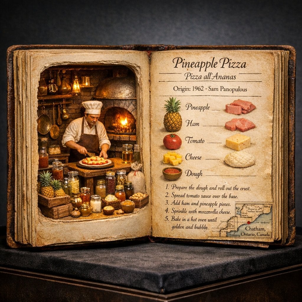 Hawaiian Pizza Ursprung in Hyperrealistischem Kulinarischem Kodex