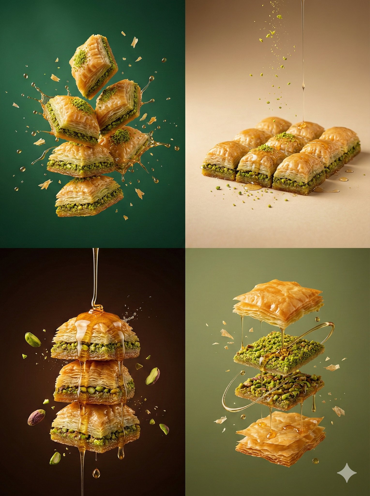 Pistachio Baklava Explosion - 8K Dessert Photo