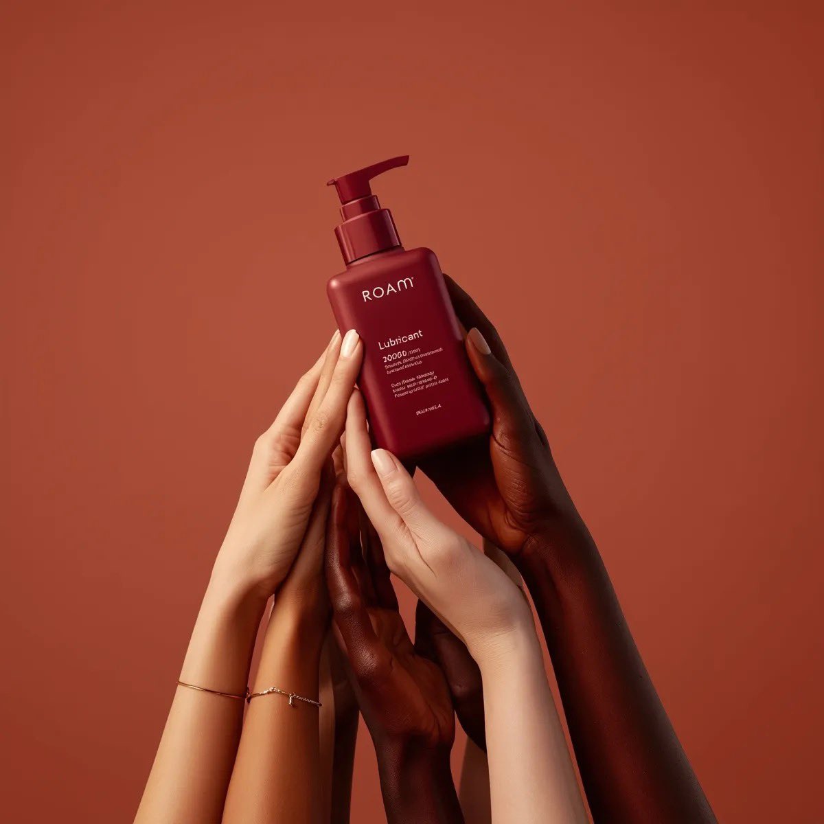 Photo produit minimaliste flacon pompe ROAM rouge
