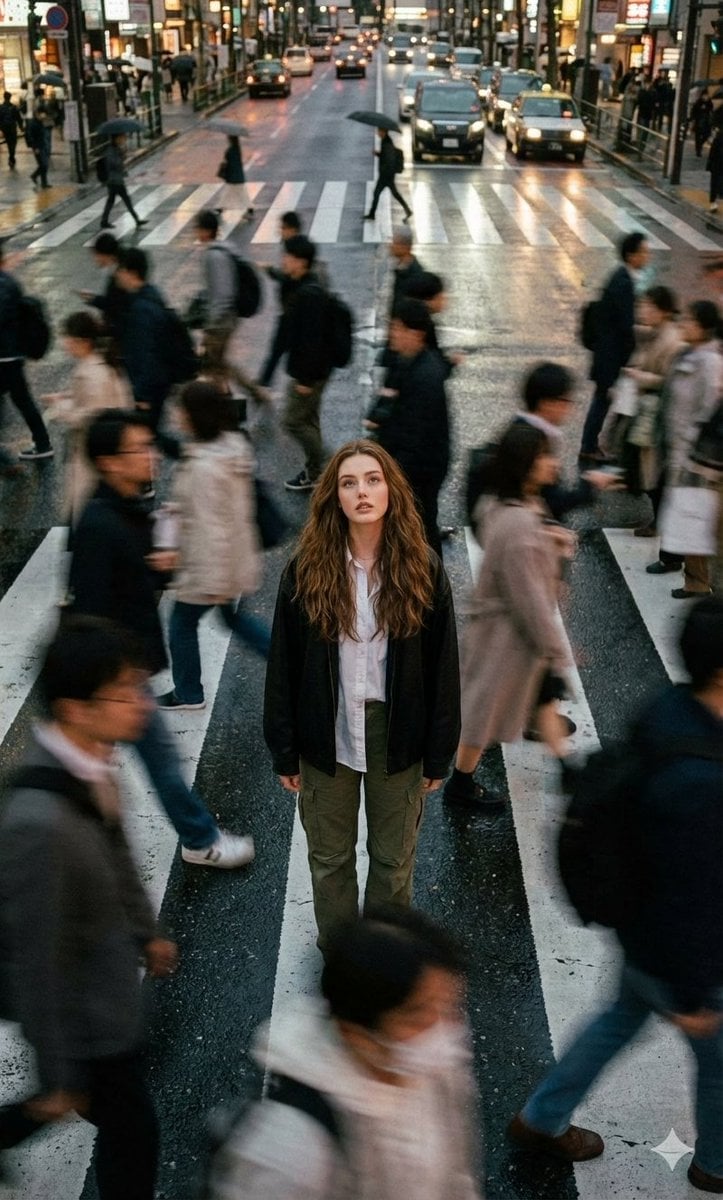 Chân dung đường phố với hiệu ứng nhòe chuyển động điện ảnh giữa đám đông
