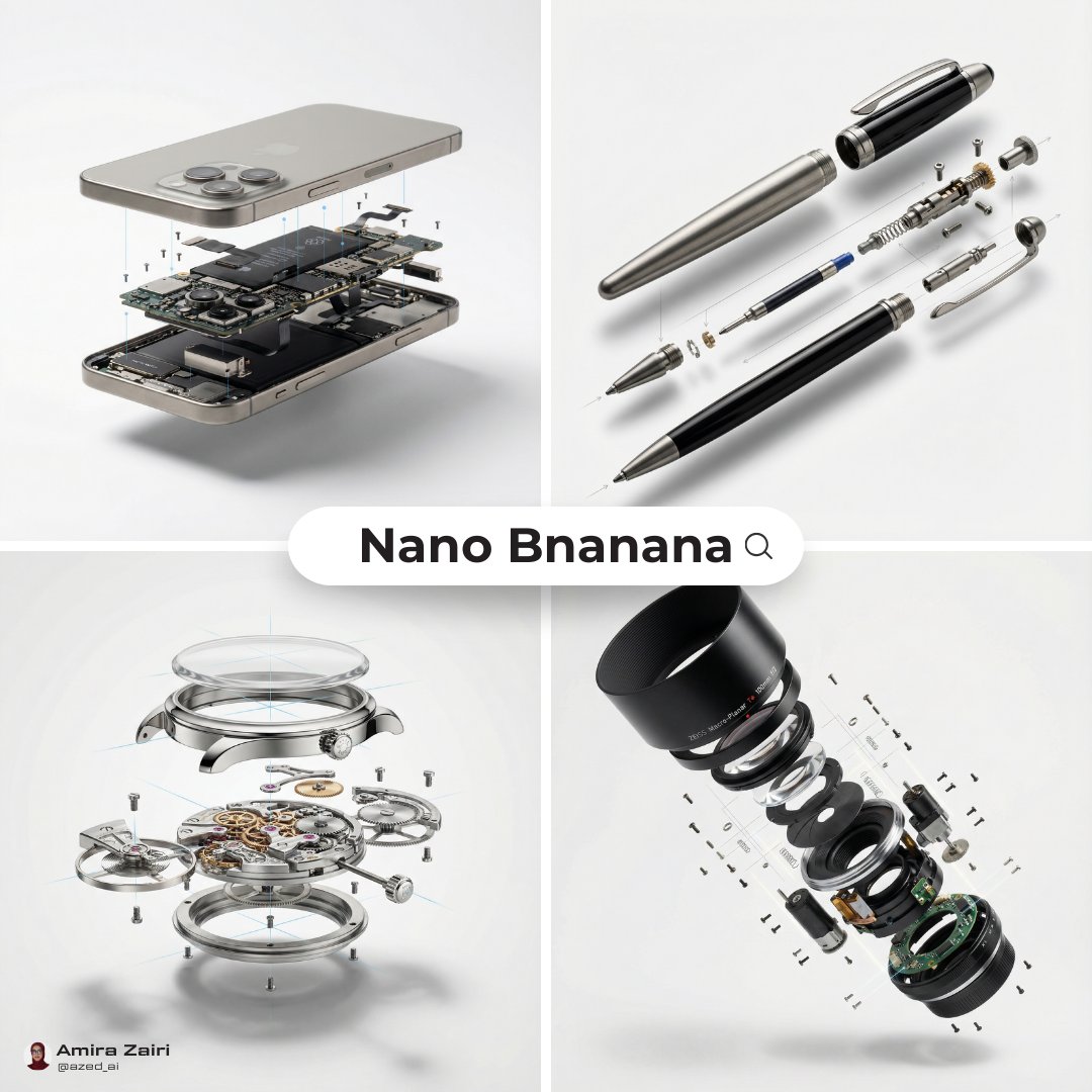 منظور تفكيكي لمنتج بإعلانه بأسلوب Nano Banana