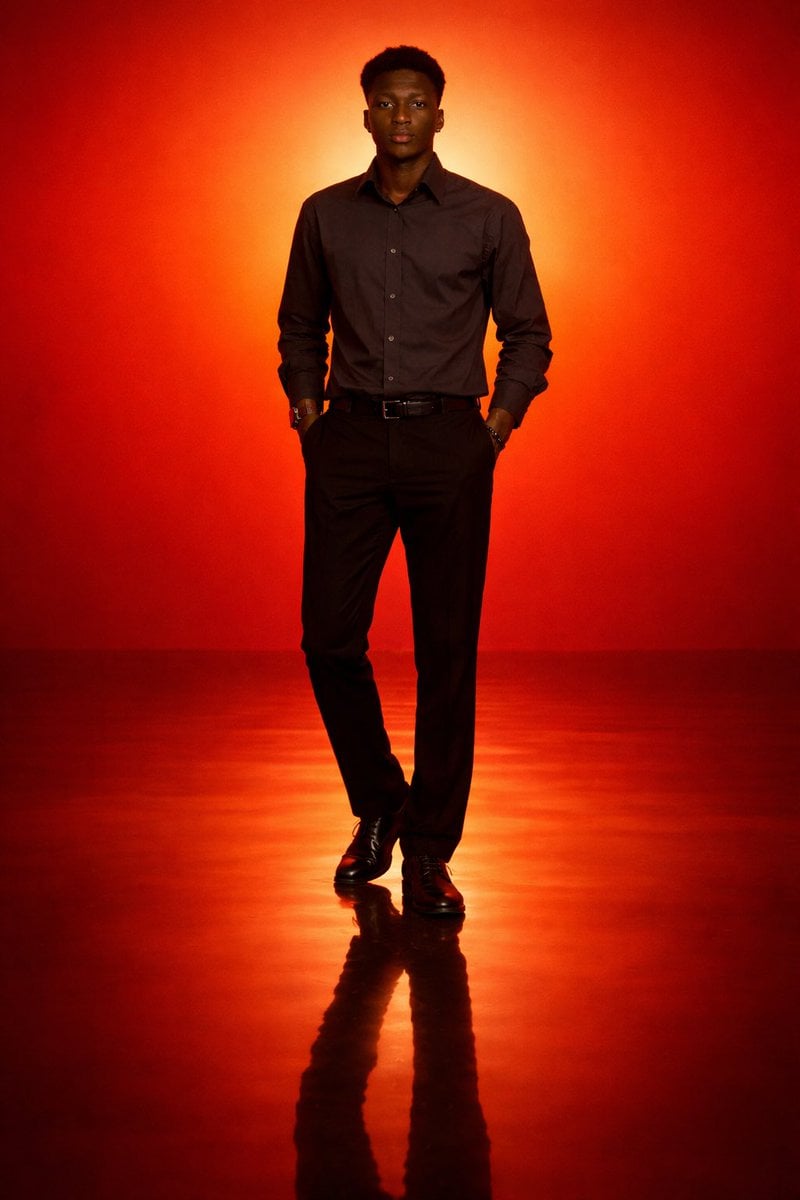Minimales Silhouette-Porträt in Orange-Rot | Premium Fashion