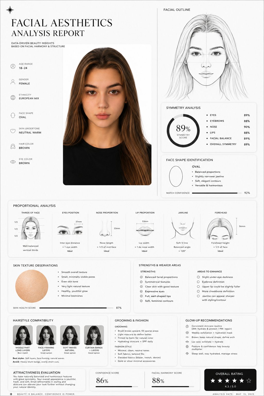 Facial Aesthetics Analysis Report: Luxury Beauty Report Design 1