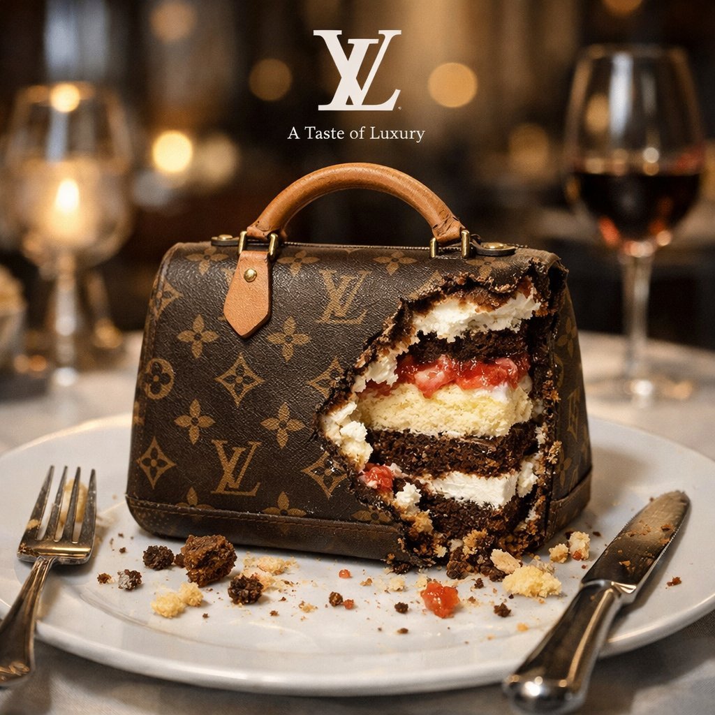 Classic Brand Dessert Presentation in High-End Restaurant Setting