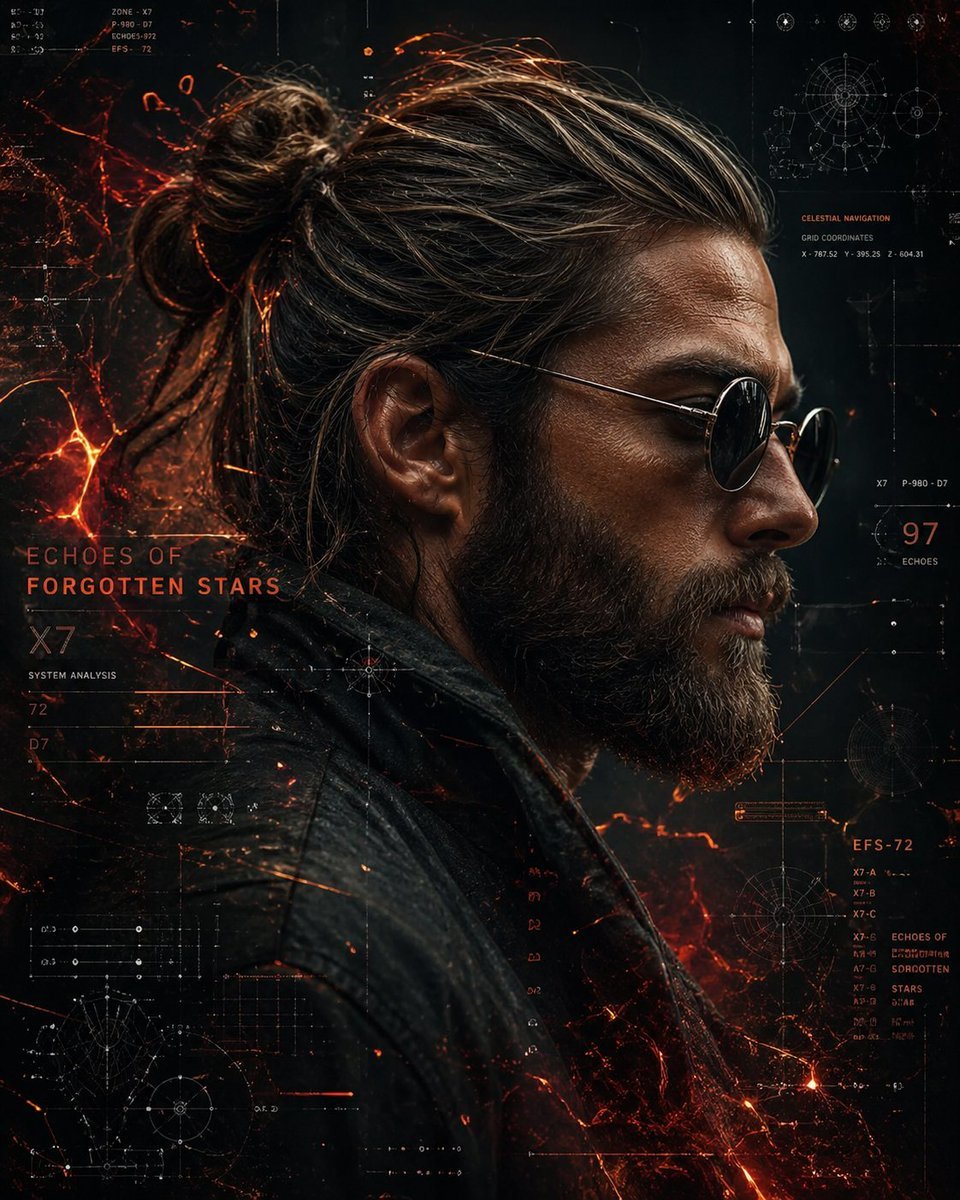 Cyberpunk Sci-Fi Seitenprofilporträt eines rauen Mannes