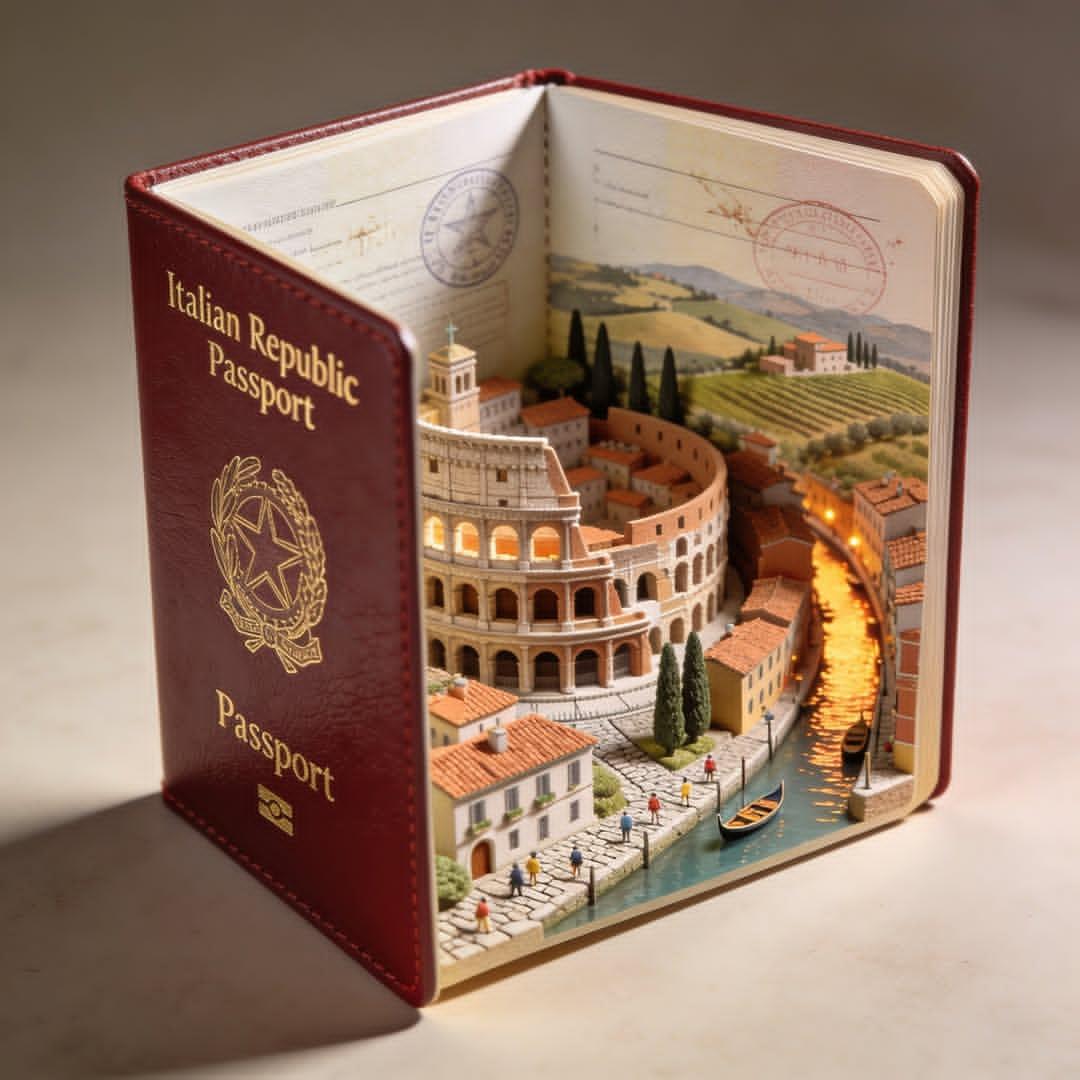 Hyper-Realistic Japan Passport with 3D Diorama of Landmarks