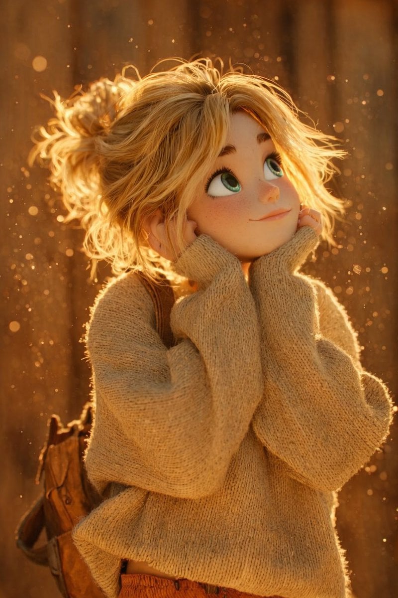 Altın Saat Büyülü Köy Pixar Disney 3D Render