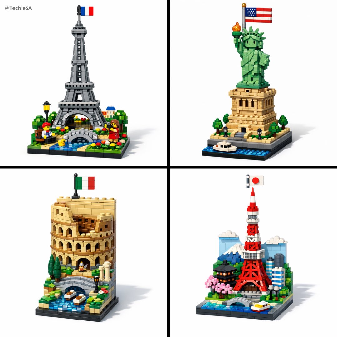 Diorama LEGO Torre Eiffel - Renderizado 3D Alta Resolución Lindo y Limpio