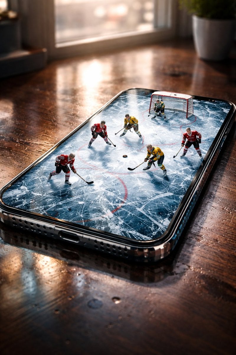Hyperrealistisches Smartphone-Hockey-Eisbahn-Poster
