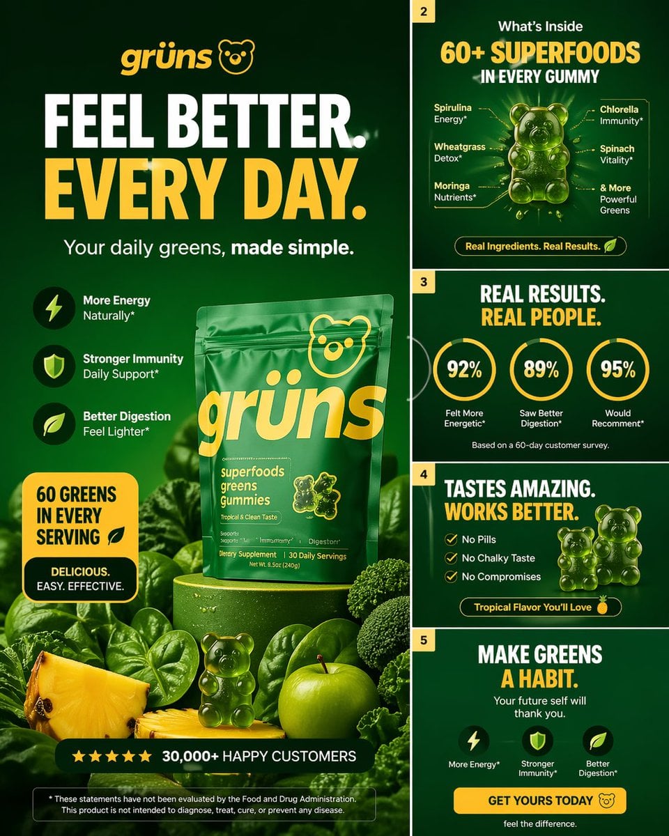 Hochkonvertierendes Karussell für Grüns Greens Gummies