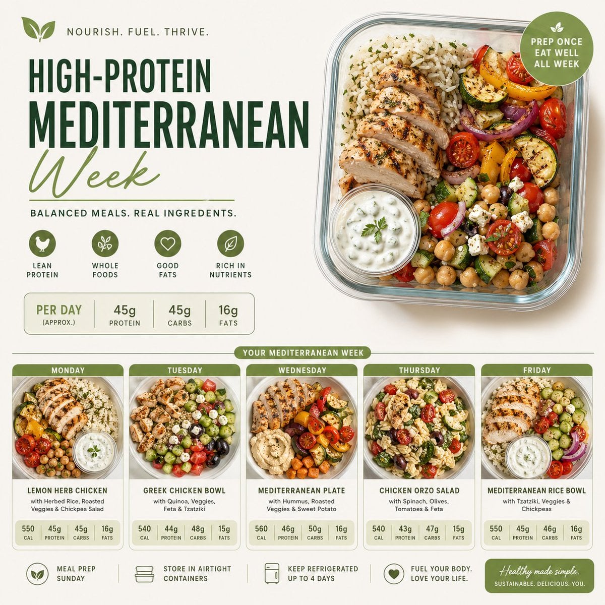 Minimalist Healthy Meal Prep Poster Design