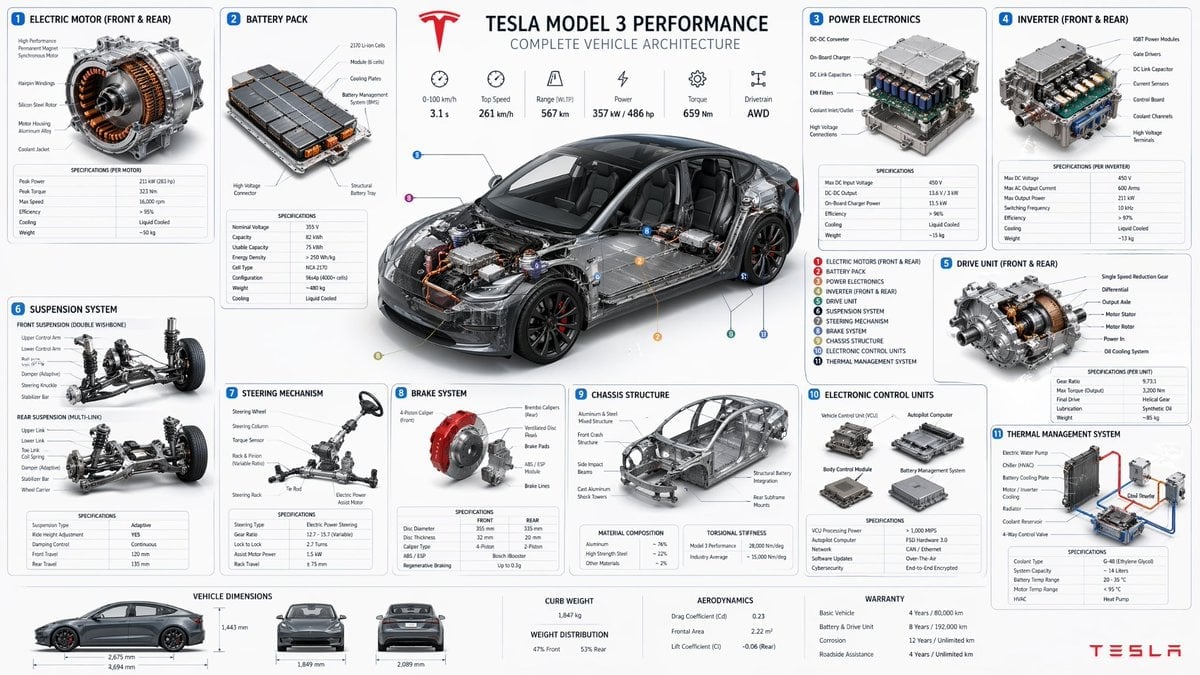 Diagrama detallado de componentes Tesla Model Y