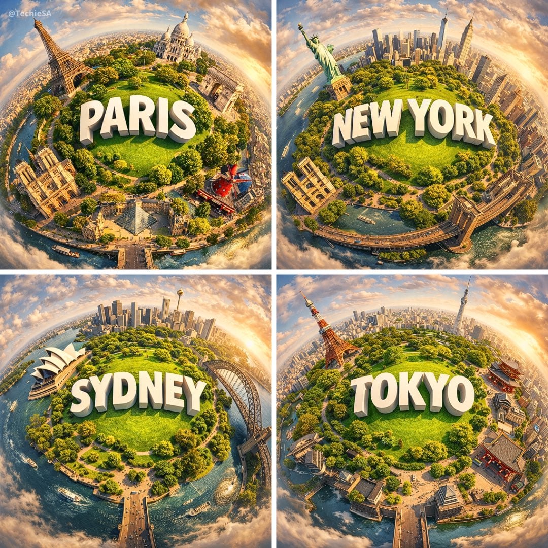 Hyperrealistic Miniature Planet of [CITY] with 3D Text and Landmarks