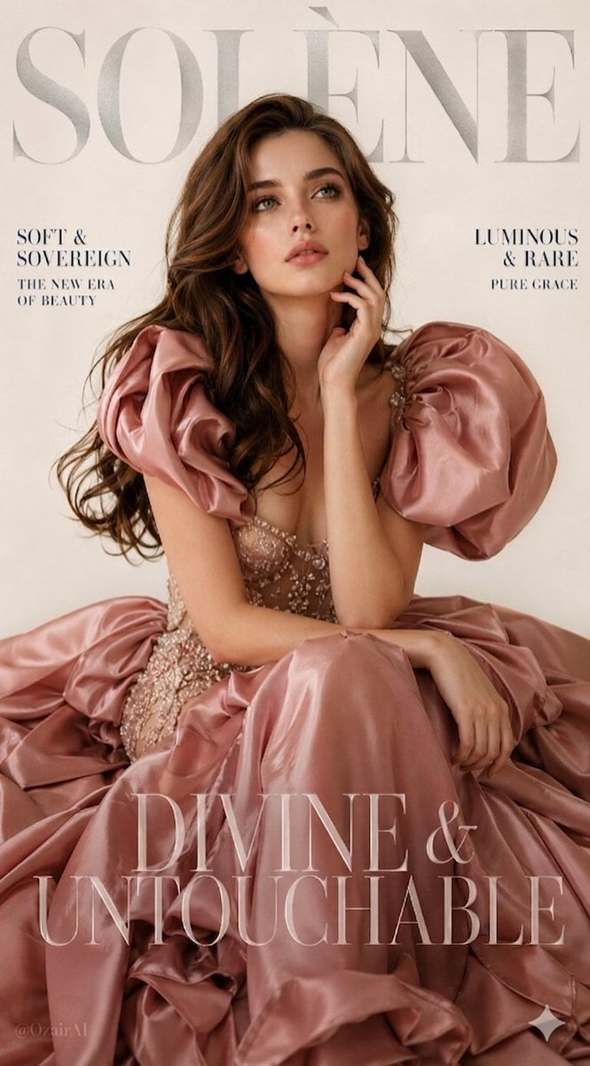 SOLÈNE Luxury Fashion Magazine Cover: Soft Sovereign Dusty Rose Ballgown