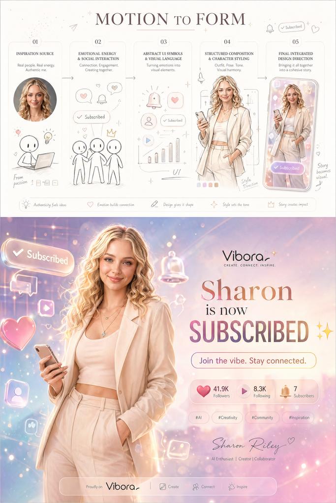 Motion to Form Sharon UI Design Process and Pastel Viral Poster