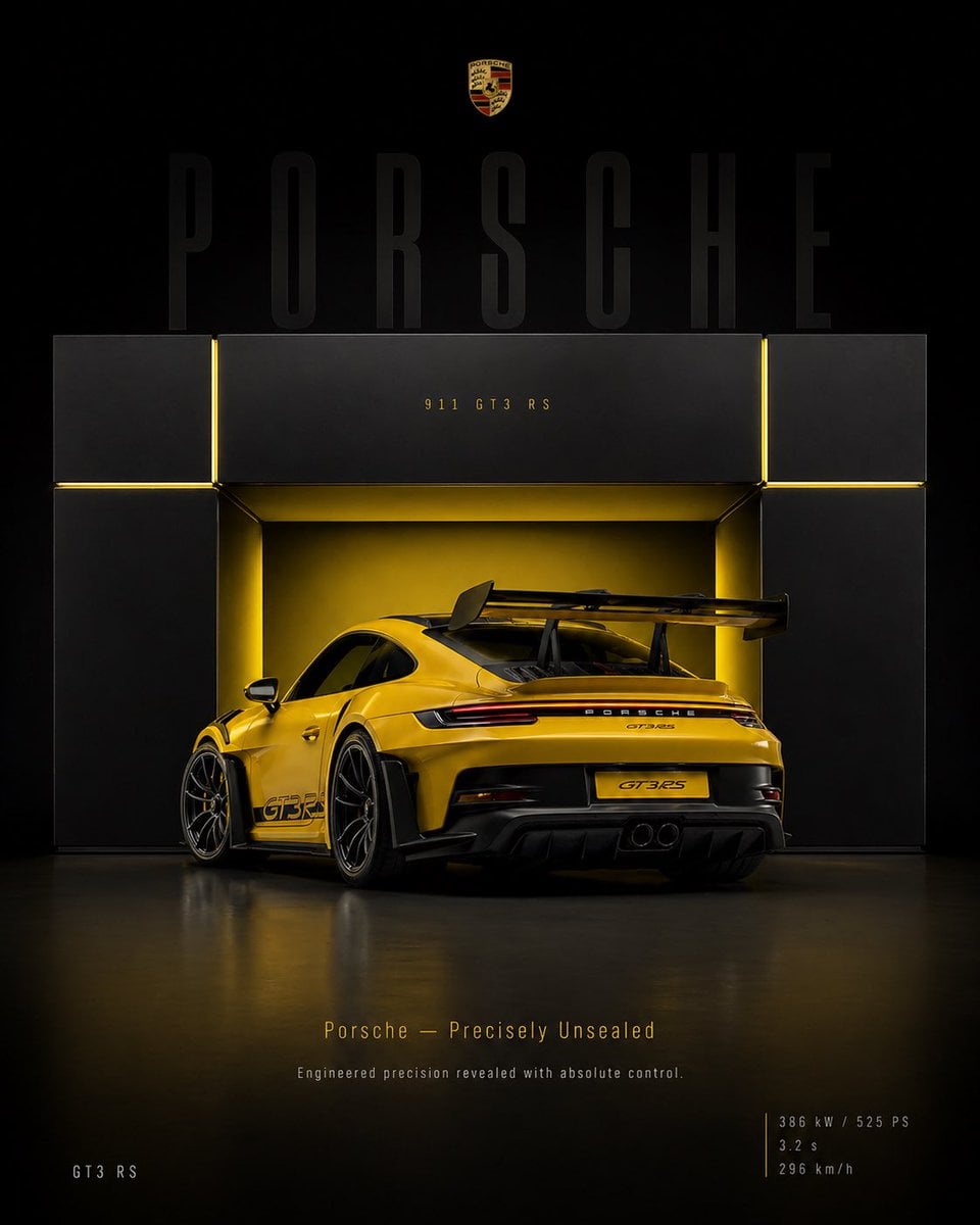 Porsche 911 GT3 RS Kontrolliertes Entsiegeln Schwarzes Studio