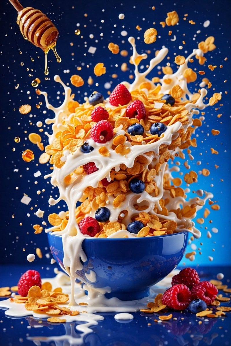 Hyperrealistische Beerensmoothie-Schalen-Explosion
