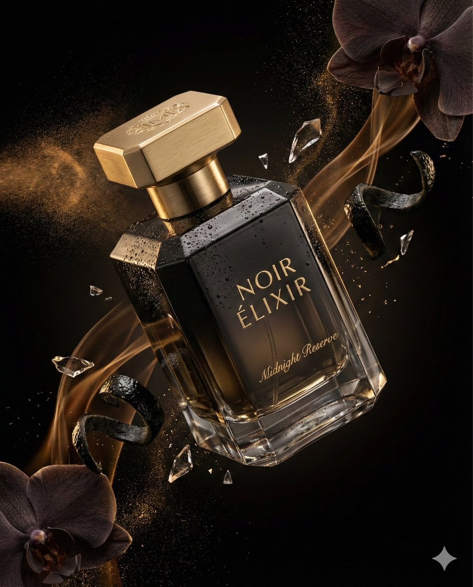 NOIR ÉLIXIR Midnight Reserve Luxury Perfume Bottle