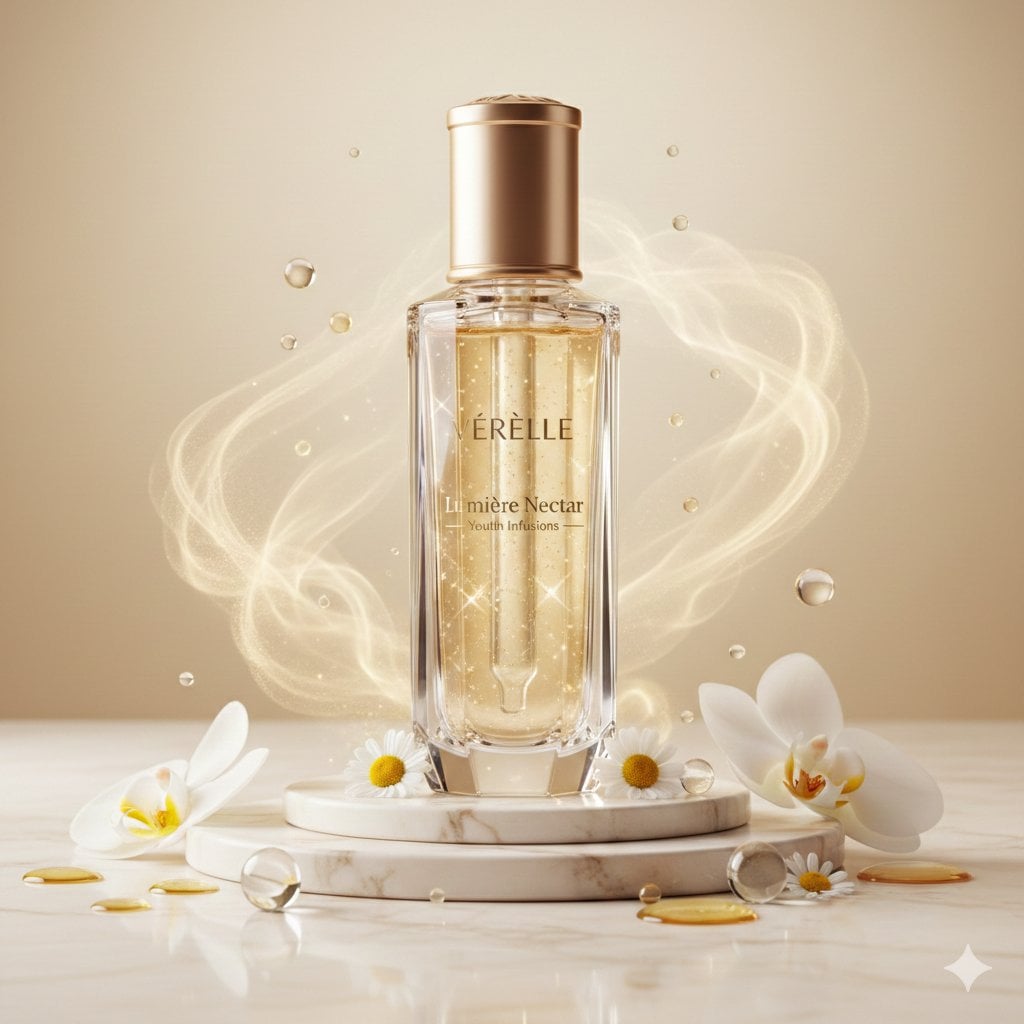 VÉRÉLLE Lumière Nectar Youth Infusions Luxury Crystal Vial Photography