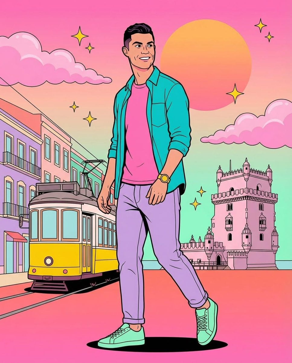 Hyper-Vibrant 80s Pop Art Portrait in Portugal