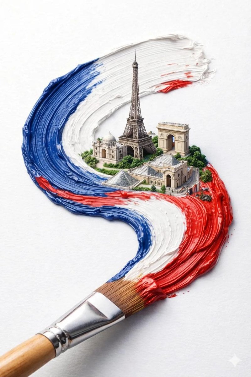 Hyperrealistischer Pinsel Landesflagge Stadtsilhouette KI-Kunst