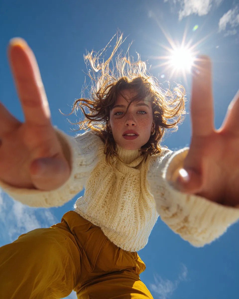Wide-Angle Fashion Portrait with Cinematic Lighting