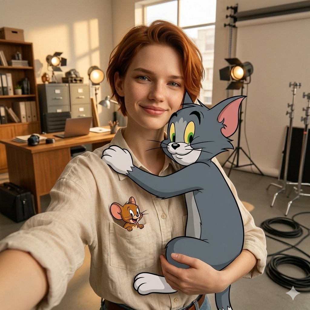 Realistic Tom Cartoon Cat Selfie with Jerry – Nano Banana AI Image Generation