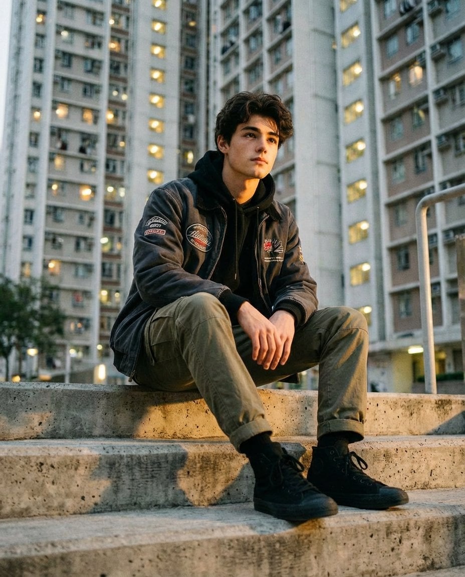 Urban Fashion Golden Hour Portrait – AI Generated Image